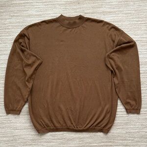 St Croix Shop Mens XL Brown Long-Sleeve Mock-Neck Vintage Cotton Blend Sweater